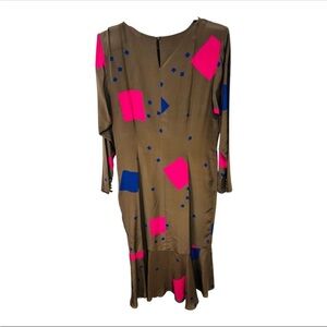 VINTAGE Flora Kung Advance 100% Silk Multicolored Long Sleeve Dress Size 10